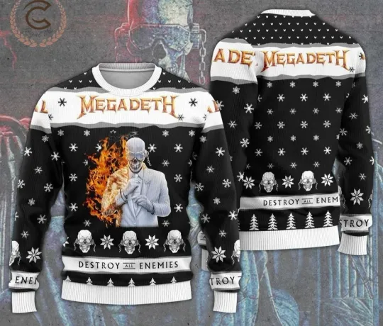 Megadeth Destroy All Enemies Christmas Sweater ugly gift Fans Unisex Hot New