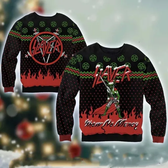 Discover Slayer Band Show No Mercy Holiday Gift For Fans Christmas Ugly Sweater Hot New