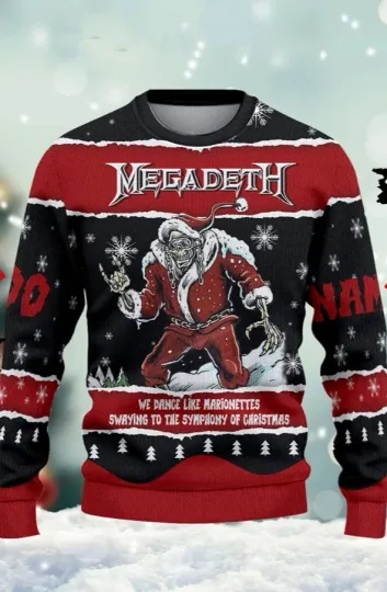 Megadeth band 3D The Symphony Of Christmas Ugly Sweaters Hot New
