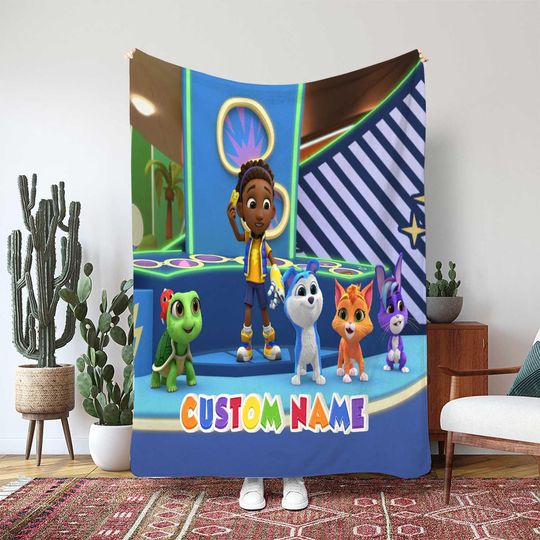 Discover Robogobo Throw Blanket, Dax And The Robo Suits Faces Gift, Personalized Kids Name Blanket, Disney Junior Superhero Team Blanket Gift, THA362