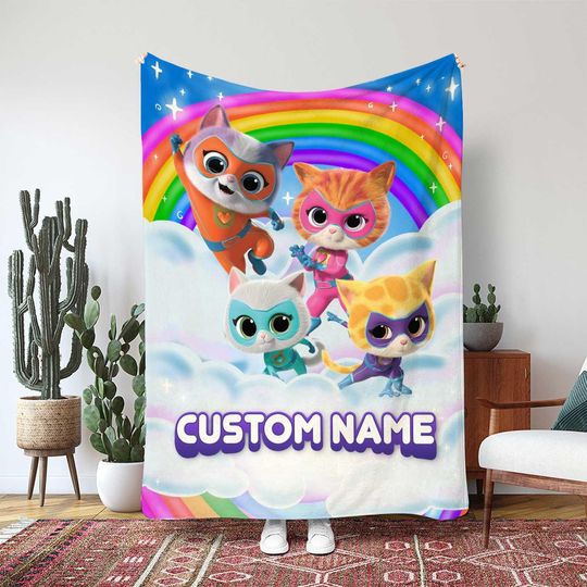 Discover Super Kitties Custom Blanket, Sparks The Cat Looking Fierce Blanket, Custom Room Decor Bedding Gift, Disney Pet Lover Blanket, THA363