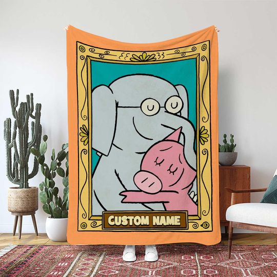 Discover Elephant And Piggie Custom Blanket, Gerald Piggie Hug Frame, Best Friends Forever Throw Blanket, Children's Storybook Gift Blanket, MAA054