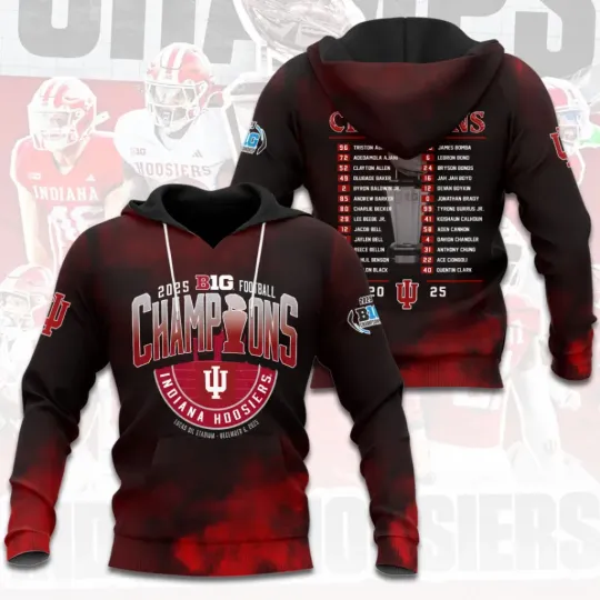Discover Indiana Hoosiers Football 2025 Big Ten Champions 3D Apparel –  5146