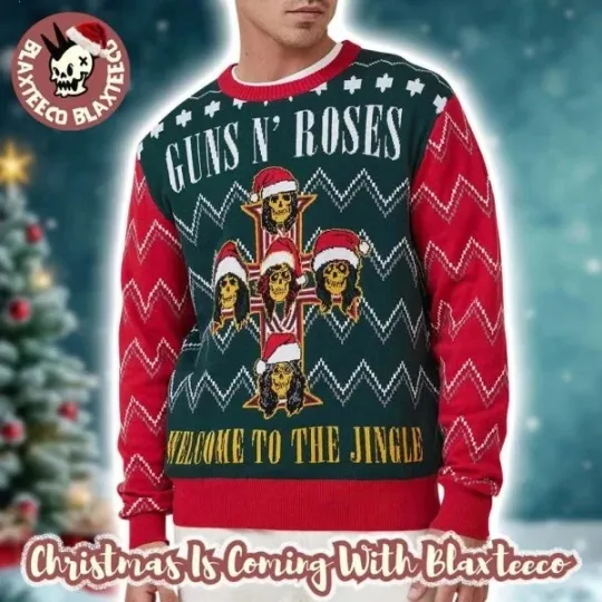 Discover 1Guns N Roses Welcome To The Jingle Cross Xmas Holiday Ugly Christmas Sweater