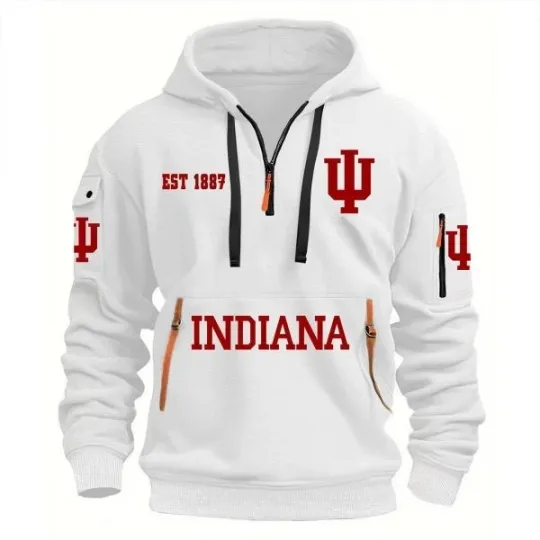 Discover Indiana Football Est 1887 Hoodie Half Zipper