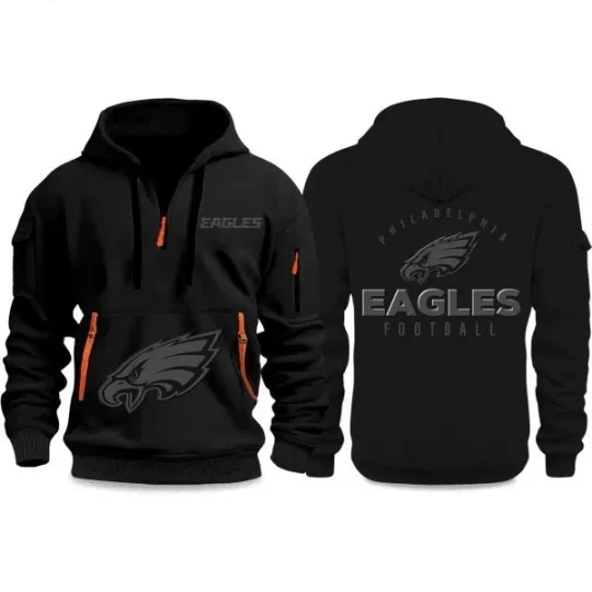 2025 Eagles Back In Black Quarter Zip Hoodie