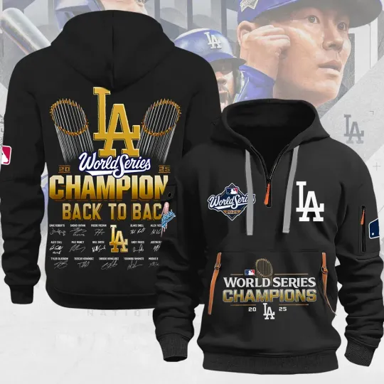 Dodgers 2025 World Series Champions 2D Quarter Zip Hoodie