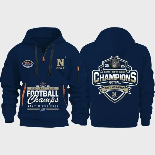 Discover 2025 Navy  Commander-in-Chief’s Trophy Champions Quarter Zip Hoodie