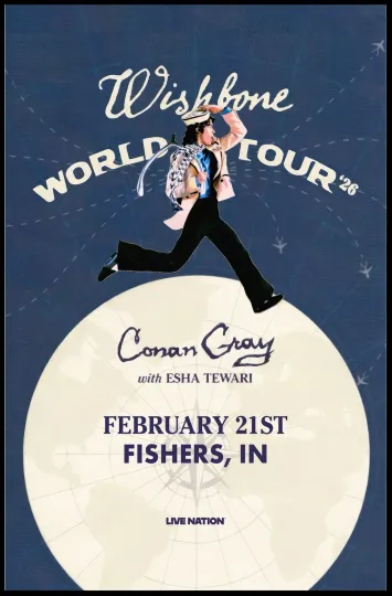 Conan Gray World Tour 2026 Vertical Poster | Feb 21 | Fishers, IN