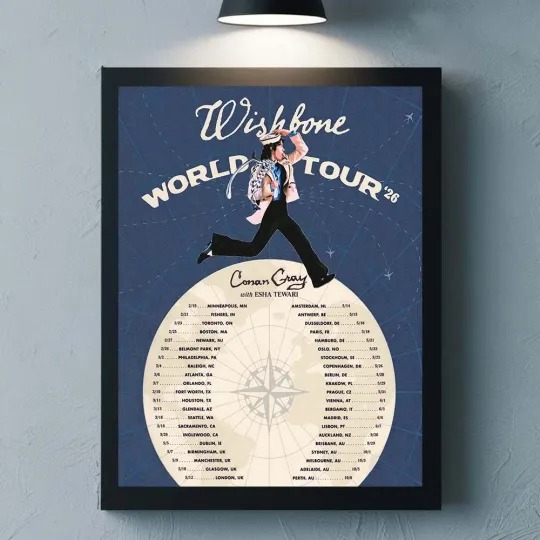 Conan Gray Wishbone World Tour 2026 Schedule Poster Home Decor