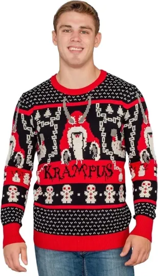 RIPP JUNC Krampus Knit Ugly Christmas Sweater Fun Holiday Cosplay Sweater