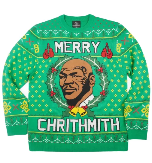 Merry Chrithmith Mike Tyson Funny Ugly Christmas Knitted Sweater Xmas Party