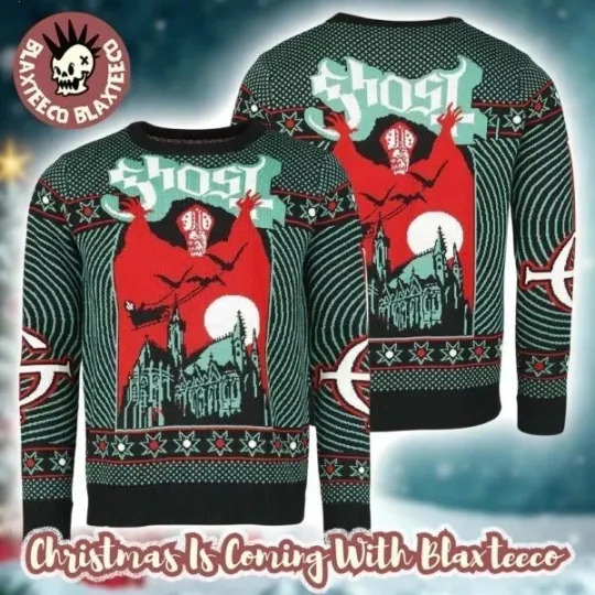 Ghost Band Bravado Nameless Ghouls Papa Emeritus Knitted Ugly Christmas Sweater