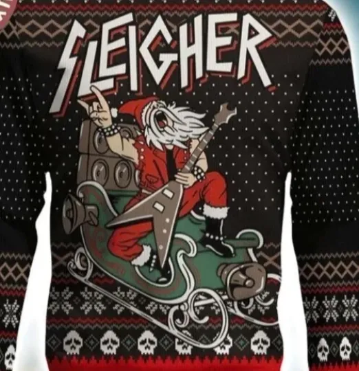 Slayer Band Santa Claus Sleigher Rock And Roll Ugly Christmas Sweater Hot New