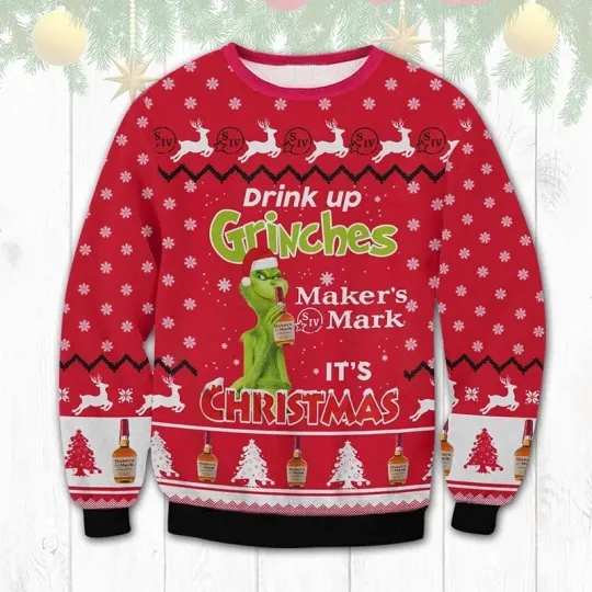 Bg Makers Mark Drink Up GrinchesS Ugly Sweater Size Xs-5Xl