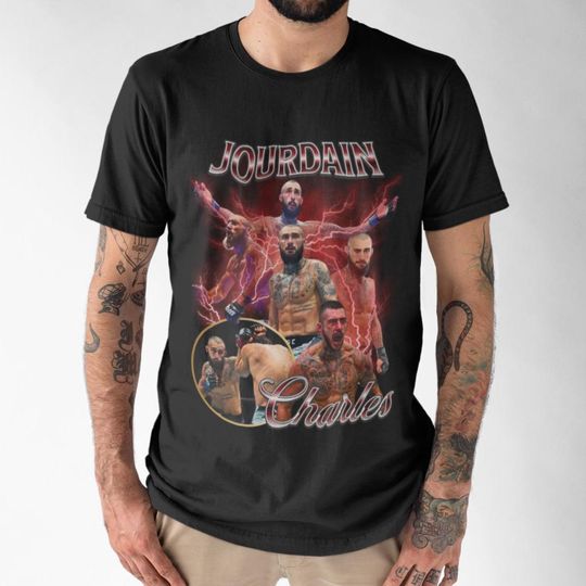 Discover Charles Jourdain Vintage Style UFC mma T-Shirt Retro 90's style Bootleg T-Shirt Oversized Sport Tee gift ufc UFC T-shirt Canada Shirt Champ