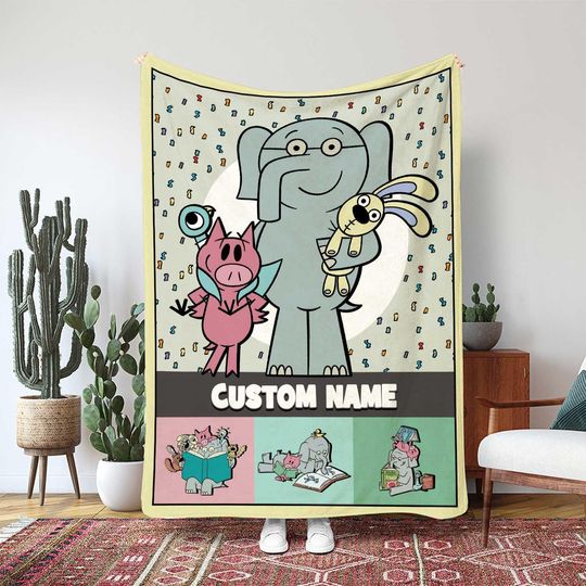 Discover Elephant And Piggie Custom Blanket, Gerald Piggie And Friends, Best Friends Throw Blanket, Childrens Storybook Gift Blanket, MAA054