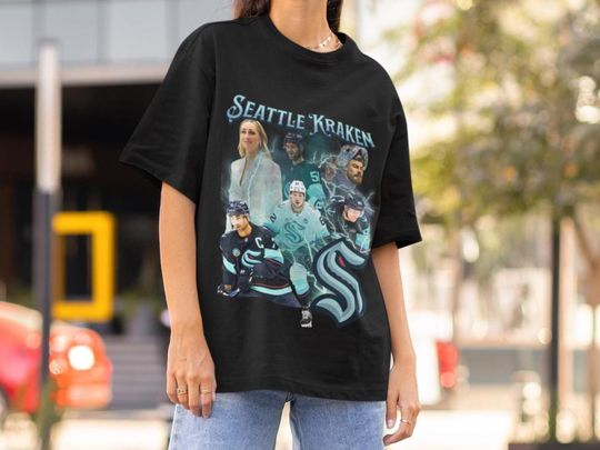 Discover Seattle Kraken NHL Shirt Vintage 90s Seattle Kraken NHL Hockey Design Retro Bootleg Gift Classic Graphic Tee Unisex T-Shirt Limited Edition