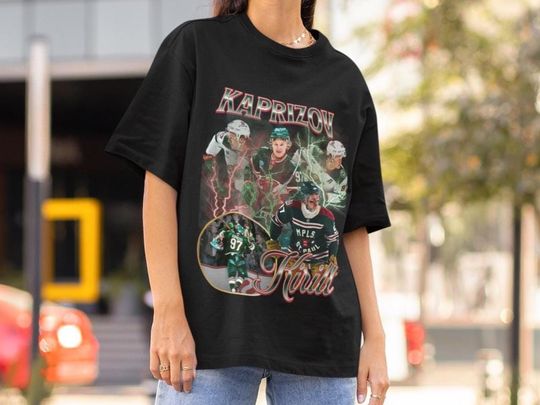 Discover Kirill Kaprizov Shirt Vintage NHL 90s Minnesota Wild NHL Hockey Design Retro Bootleg Gift Classic Graphic Tee Unisex T-Shirt Limited Edition