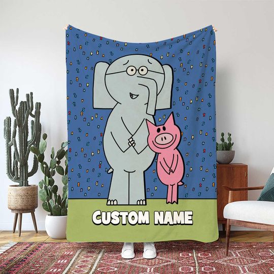 Discover Elephant And Piggie Custom Blanket, Gerald And Piggie Standing, Best Friends Throw Blanket, Childrens Storybook Gift Blanket, MAA054