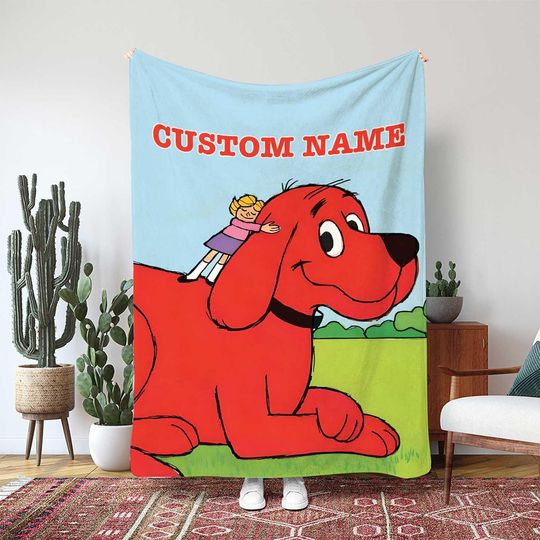 Discover Clifford The Big Red Dog Blanket, Emily Elizabeth Custom Blanket, Big Red Dog Throw Blanket, Birthday Girl Boy Gift Blanket, MKA009