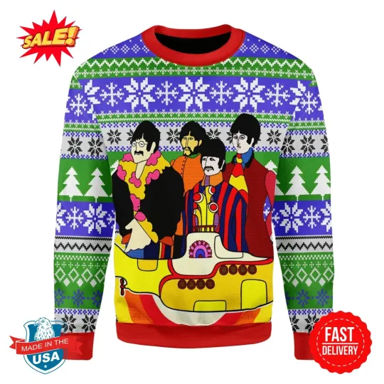 The Beatles Hippie Ugly Christmas Sweater S-5XL Hot Sale