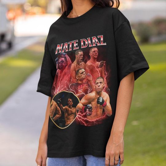 Discover Nate Diaz Vintage Style UFC mma T-Shirt Retro 90's style Bootleg T-Shirt Oversized Sport Tee gift for ufc UFC T-shirt Stockton Shirt Champ