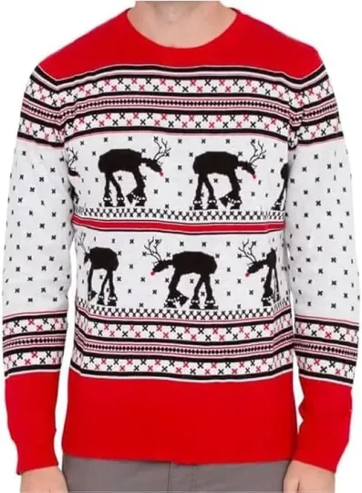Discover Star Wars AT-AT Reindeer Ugly Christmas Sweater - Fun Halloween Holiday Sweater