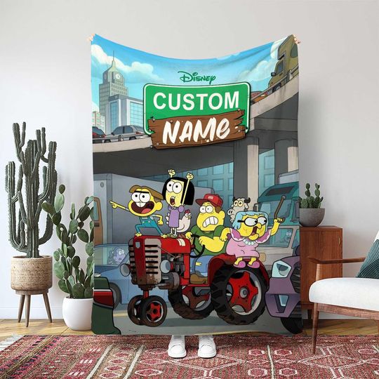 Big City Greens Cricket Green Blanket, Driving Tractor On Highway, Family In Traffic Blanket, Birthday Girl Boy Gift Blanket