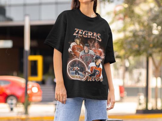 Discover Trevor Zegras Vintage 90s Philadelphia Flyers NHL Hockey Design Retro Bootleg Gift Classic Graphic Unisex T-Shirt Limited Edition NHL Shirt
