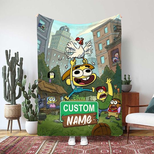 Discover Big City Greens Cricket Green Blanket, Cricket Green With Chicken, Downtown Chaos Throw Blanket, Disneyland Movie Gift Blanket, THA359