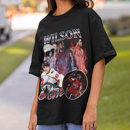 Discover Tom WIlson Shirt Vintage 90s Washington Capitals NHL Hockey Design Retro Bootleg Gift Classic Graphic Tee Unisex T-Shirt Limited Edition