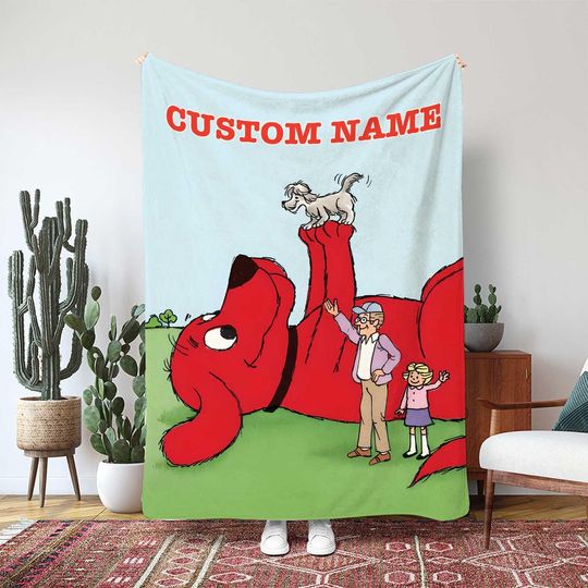 Discover Clifford The Big Red Dog Blanket, Giant Dog Playtime Throw Blanket, Custom Cartoon Dog Blanket, Birthday Girl Boy Gift Blanket, MKA009