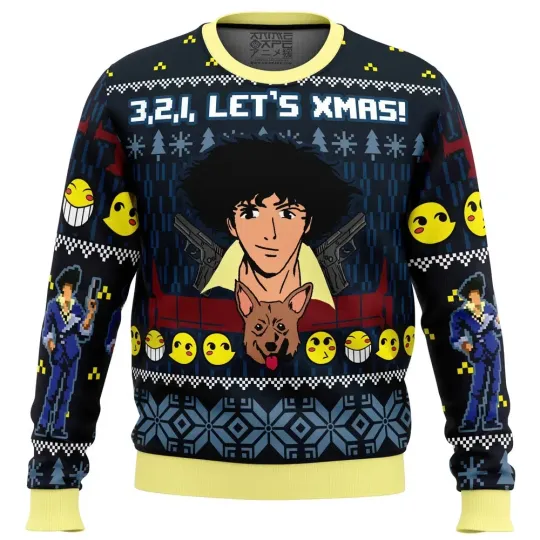 3, 2, 1, Let’s Xmas! Cow Bebop Ugly Christmas Sweater