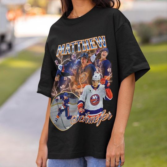 Discover Matthew Schaefer Shirt Vintage New York Islanders NHL Fan Hockey Design Retro Bootleg Gift Classic Graphic Tee Unisex TShirt Limited Edition