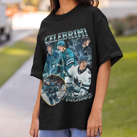 Discover Macklin Celebrini Shirt Vintage San Jose Sharks NHL Fan Hockey Design Retro Bootleg Gift Classic Graphic Tee Unisex T-Shirt Limited Edition