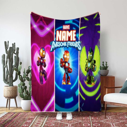 Marvel Iron Man Throw Blanket, Iron Heart Rescue Hulkbuster Gift, Super Hero Squad Blanket, WDW Disneyland Movie Gift Blanket