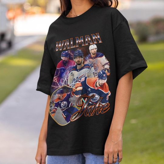 Discover Jake Walman Shirt Vintage 90s Edmonton Oilers Fan NHL Hockey Design Retro Bootleg Gift Classic Graphic Tee Unisex T-Shirt Limited Edition
