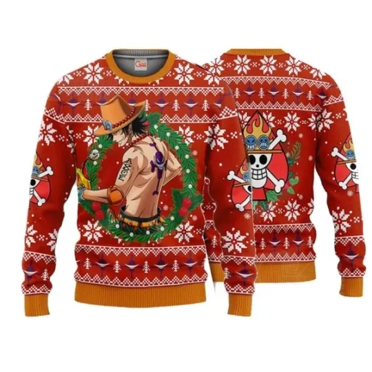 One Piece Portgas Ace Ugly Christmas Sweater Xmas Gift