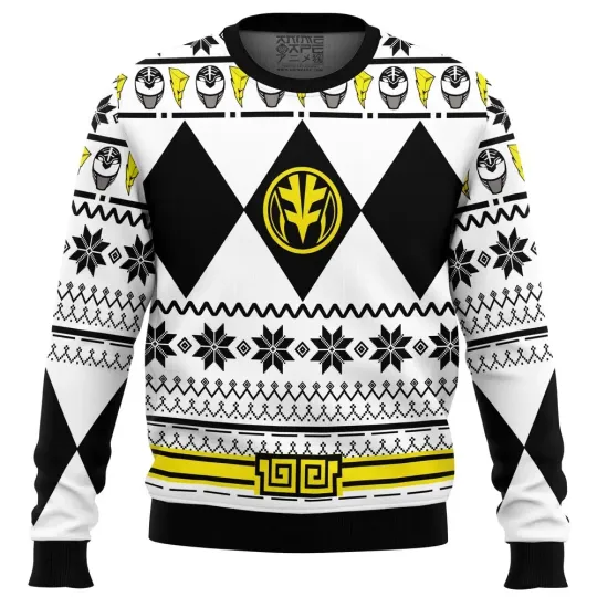 Mighty Morphin White Ranger Power Rangers Ugly Christmas Sweater