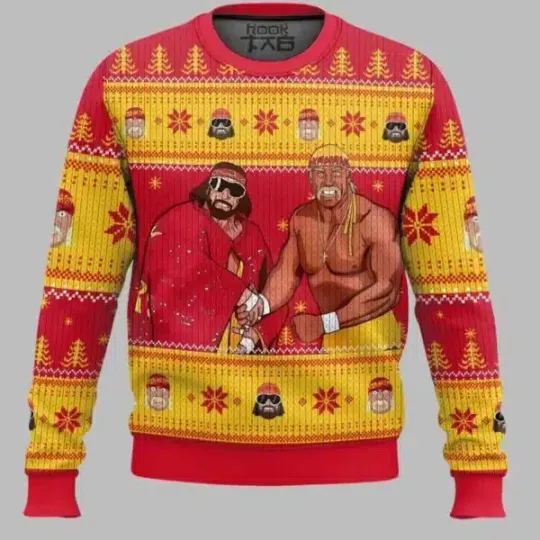Mega Powers Macho Man and Hulk Hogan Ugly Christmas Sweater