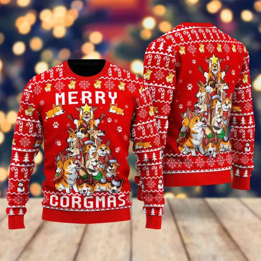 Discover Corgi Merry Corgmas Ugly Christmas Sweater