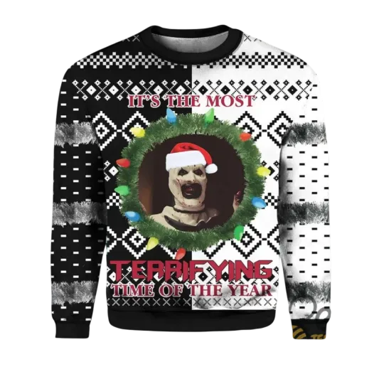 Terrifier Christmas Sweater Its The Most Terrifying Time Of The Year Ugly Xmas A