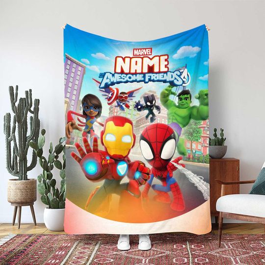 Marvel Iron Man Blanket, Spidey Hulk Ms Marvel Throw Blanket, Captain America Black Panther Blanket, Disney Super Heroes Blanket
