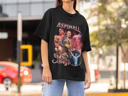 Discover Tom Aspinall Vintage Style UFC mma T-Shirt Retro 90's style Bootleg T-Shirt Oversized Sport Tee gift for ufc UFC T-shirt England Shirt Champ