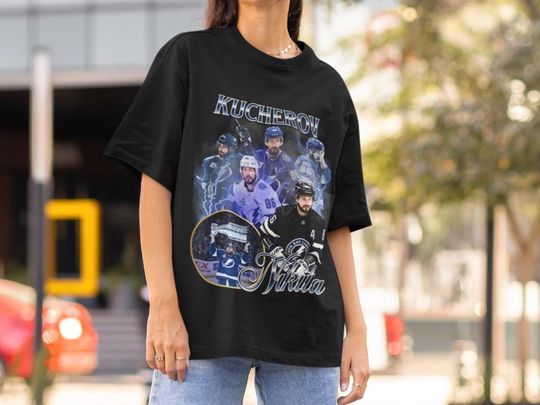 Discover Nikita Kucherov Shirt Vintage 90s Tampa Bay Lightning NHL Hockey Design Retro Bootleg Gift Classic Graphic Tee Unisex TShirt Limited Edition