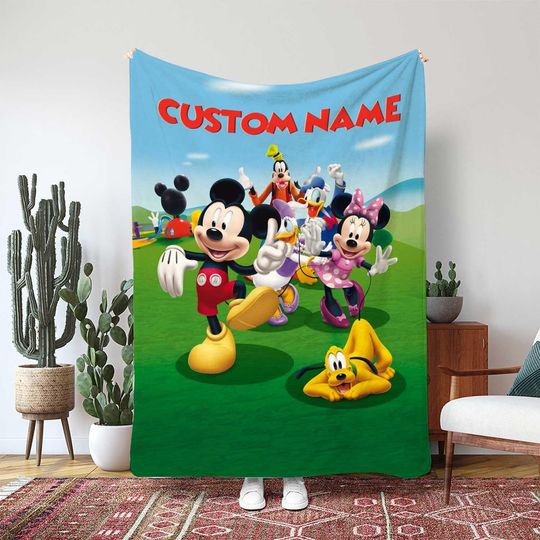 Discover Disney Mickey And Friends Custom Blanket, All Character Group Blanket, Disney Cartoon Movie Blanket, Magical Birthday Party Blanket, THA358