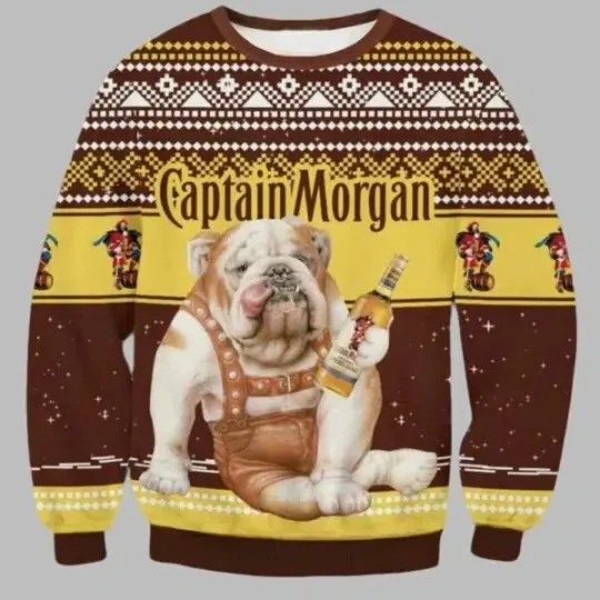Discover Captain Morgan Bulldog Ugly Christmas Sweater