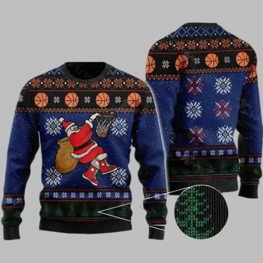 Discover Santa Playing Basketball Ugly Christmas Sweater