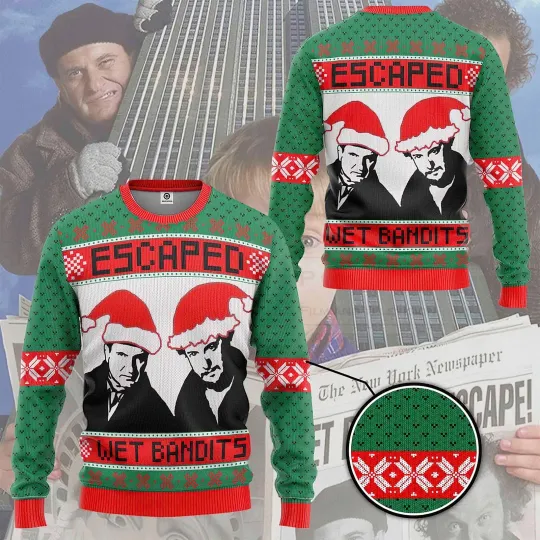 Escaped Wet Bandits Ugly Christmas Sweater